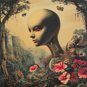 flowers  woman  red  eyes  chromolithography  surreal  colorful  vibrant  whimsical  art 1055259