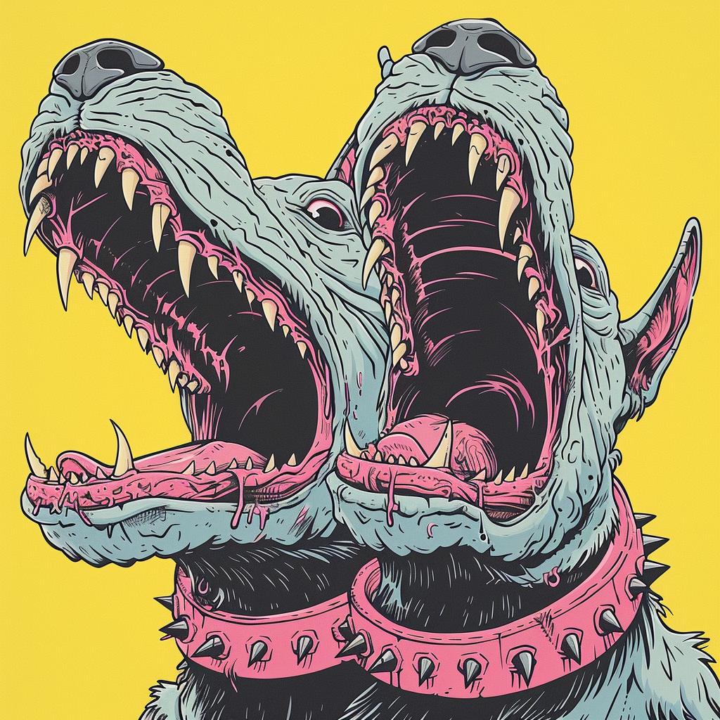 mythical  Fenrir  terrifying  two-headed  dogs  sharpteeth  menacing  fantasy  creature  dark 927926