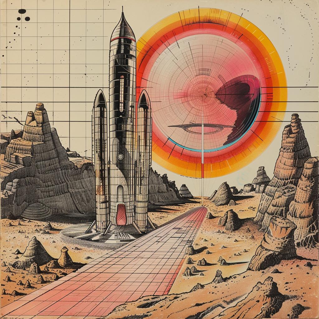 sci-fi  Russian  1967  rocket  mountain  painting  landscape  exploration  vintage  space 1036206