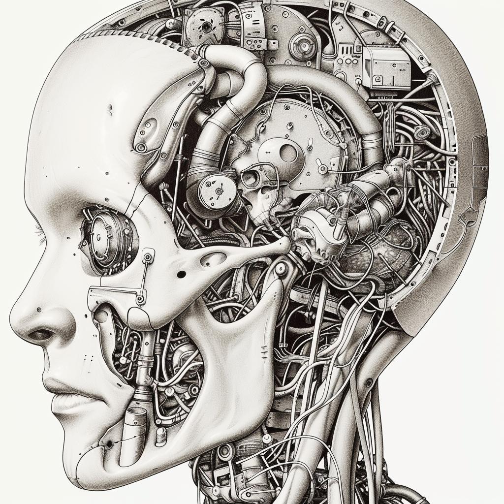 cyborg  mechanical  drawing  woman  head  robot  white  background  art  illustration 944051