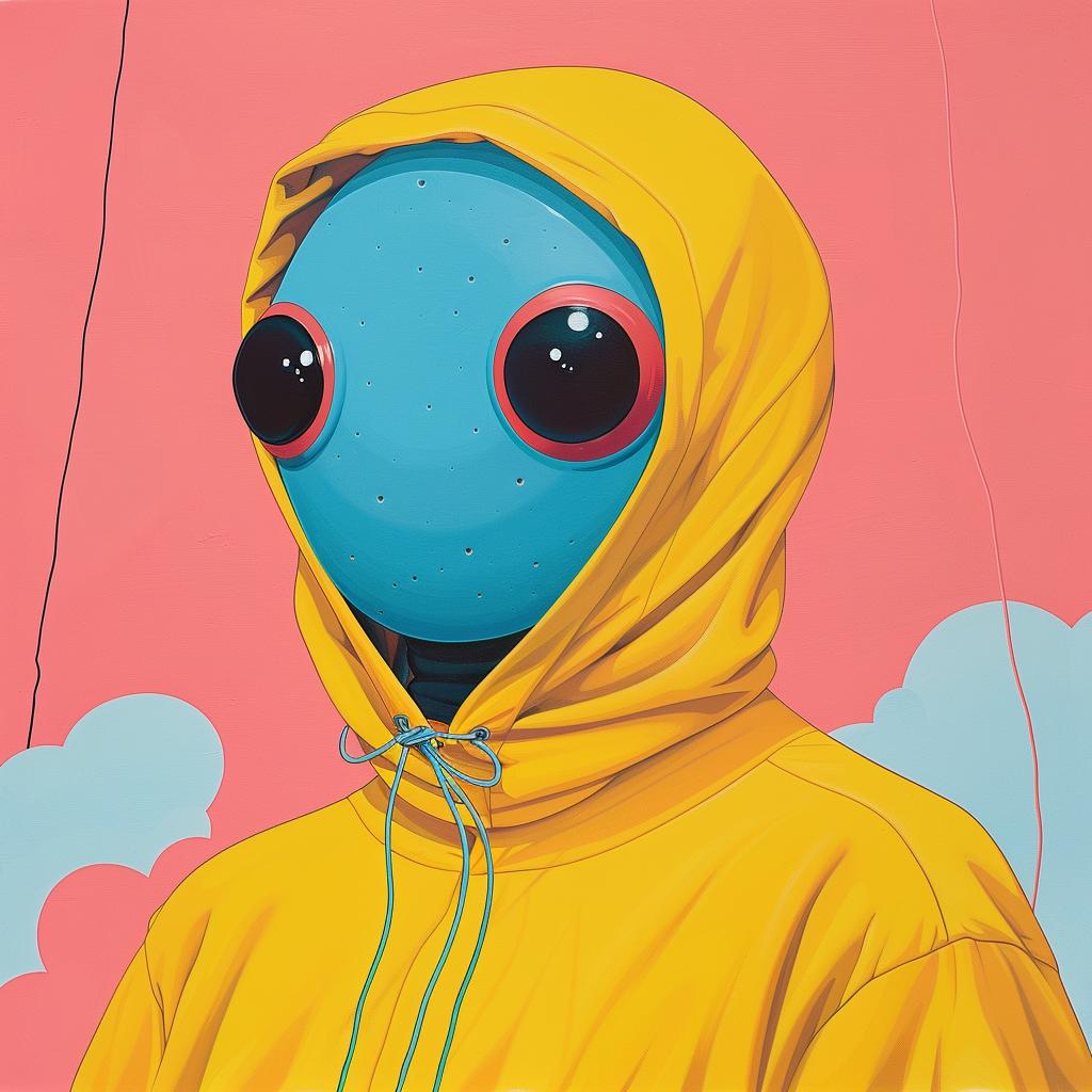 surreal  alien  hoodie  painting  whimsical  fantasy  bright  playful  creative  art 1017447