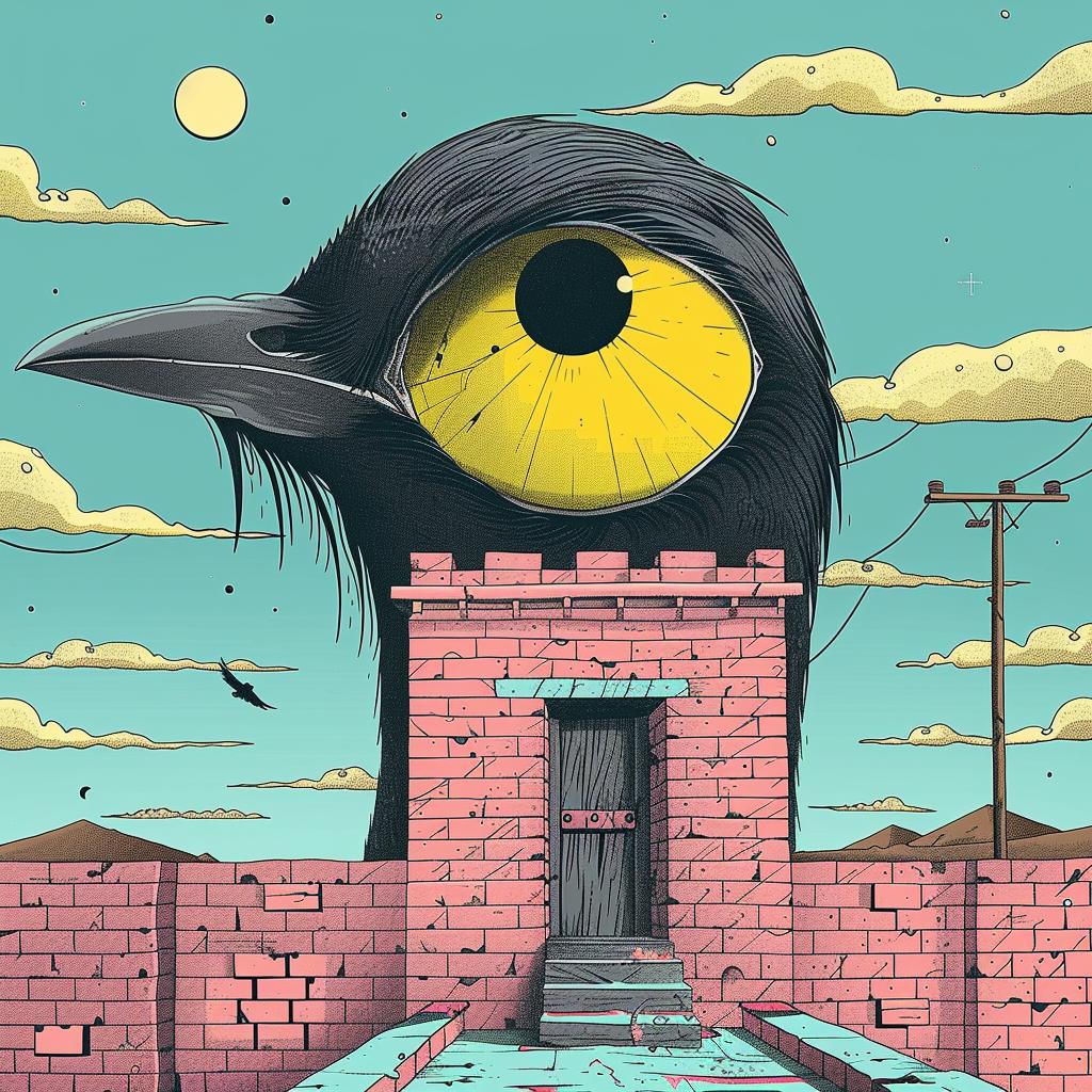 bird  brick  wall  yellow  eyes  dark  naturalistic  spiritual  occult  art 924867
