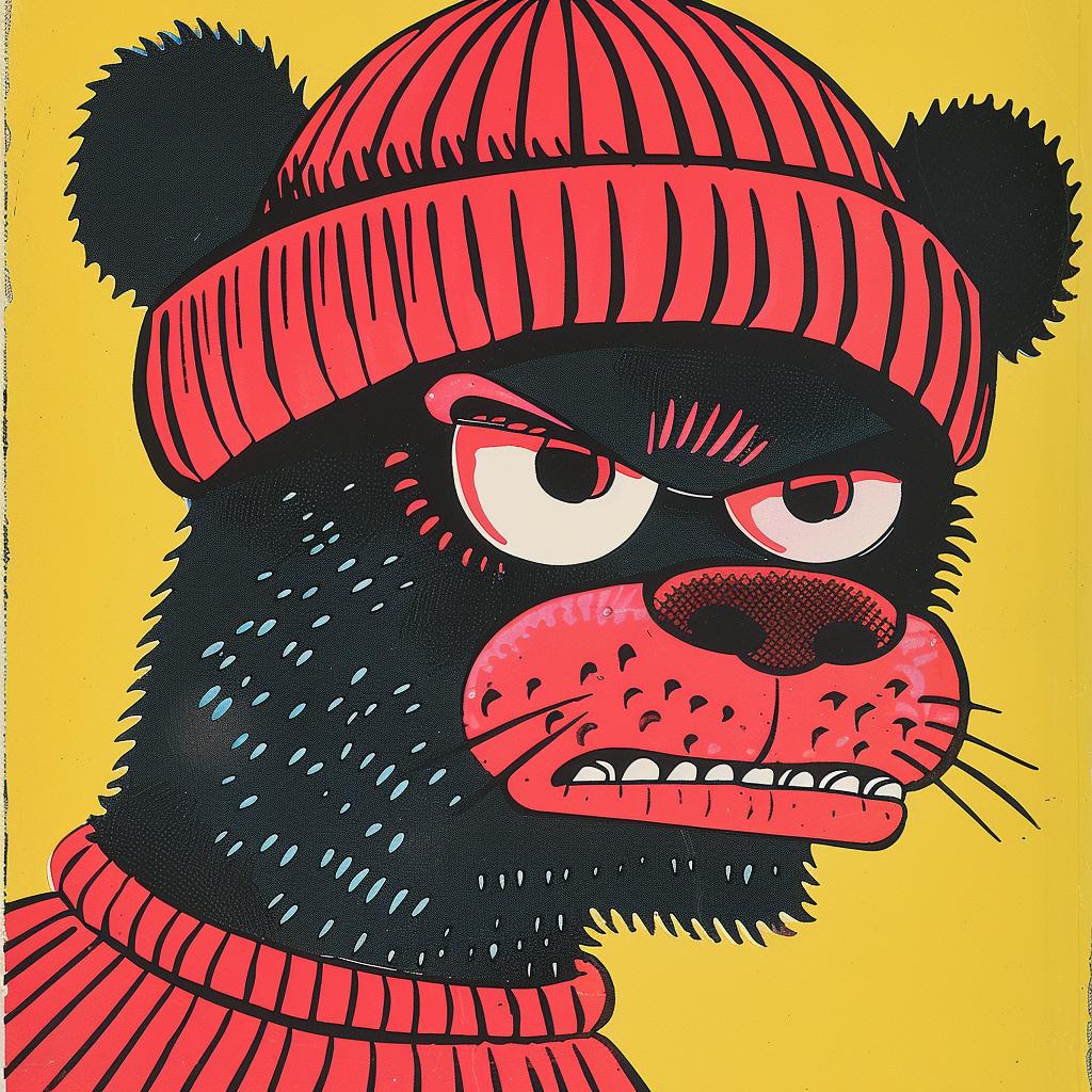 bear  knit  cap  vibrant  comic  portrait  illustration  art  cartoon  vintage 921775