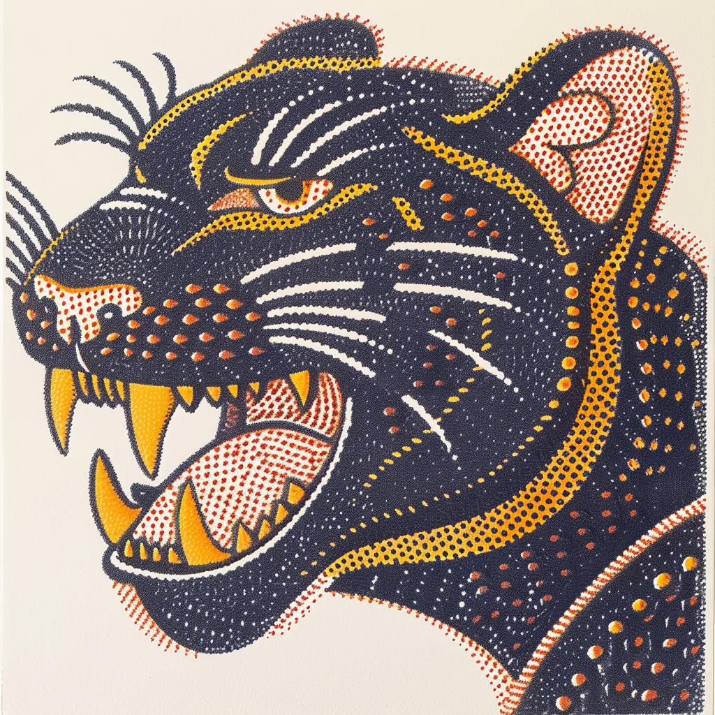 panther  black  yellow  snarling  close-up  wildlife  painting  realism  feline  portrait 1027971