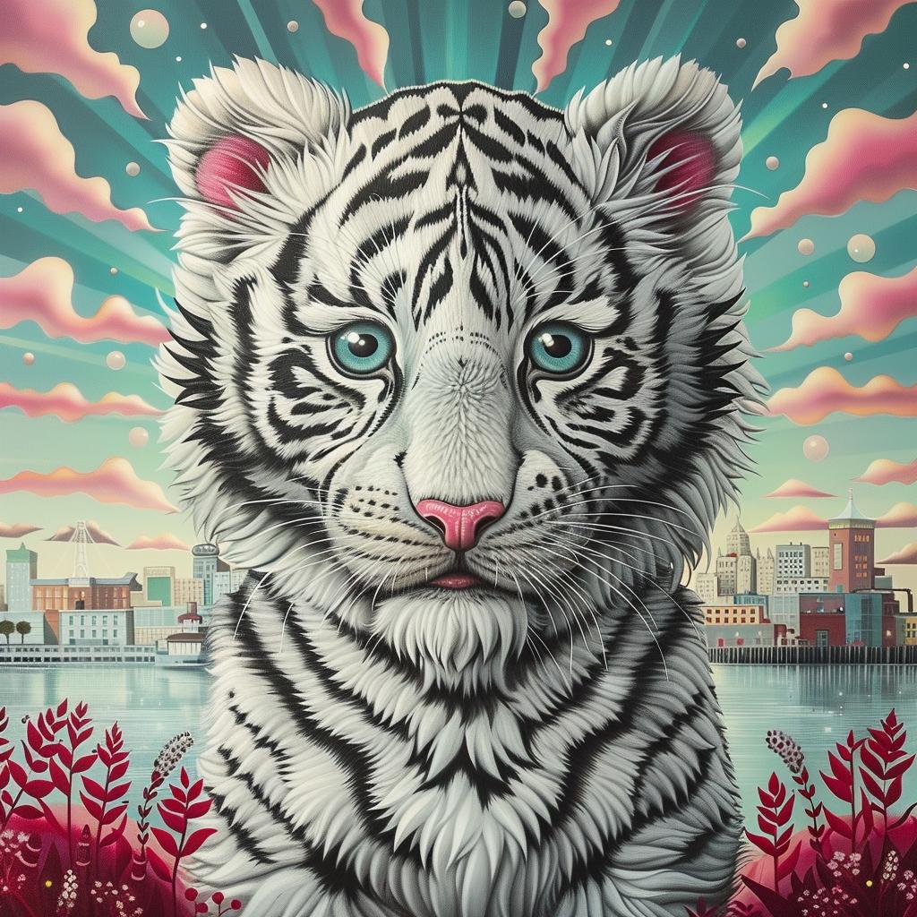 tiger  kawaii  city  painting  white  cute  nature  art  urban  wildlife 1034027