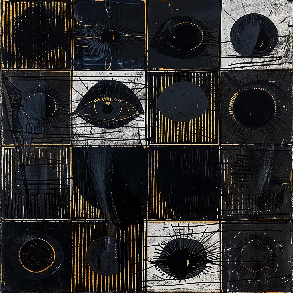 eyeballs  painting  black  white  squares  art  abstract  visual  geometry  balance 936443