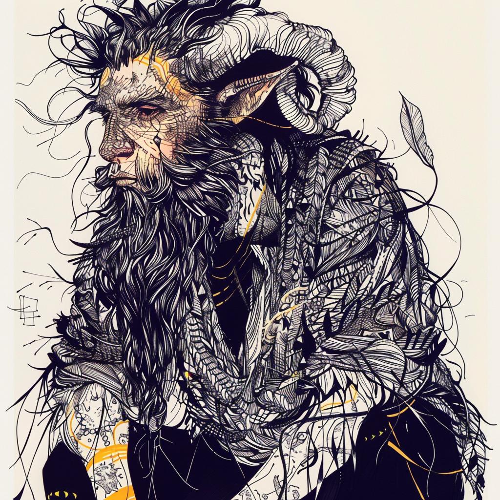 mythical  hybrid  creature  goat  longhair  horns  fantastical  unique  nature  design 952288