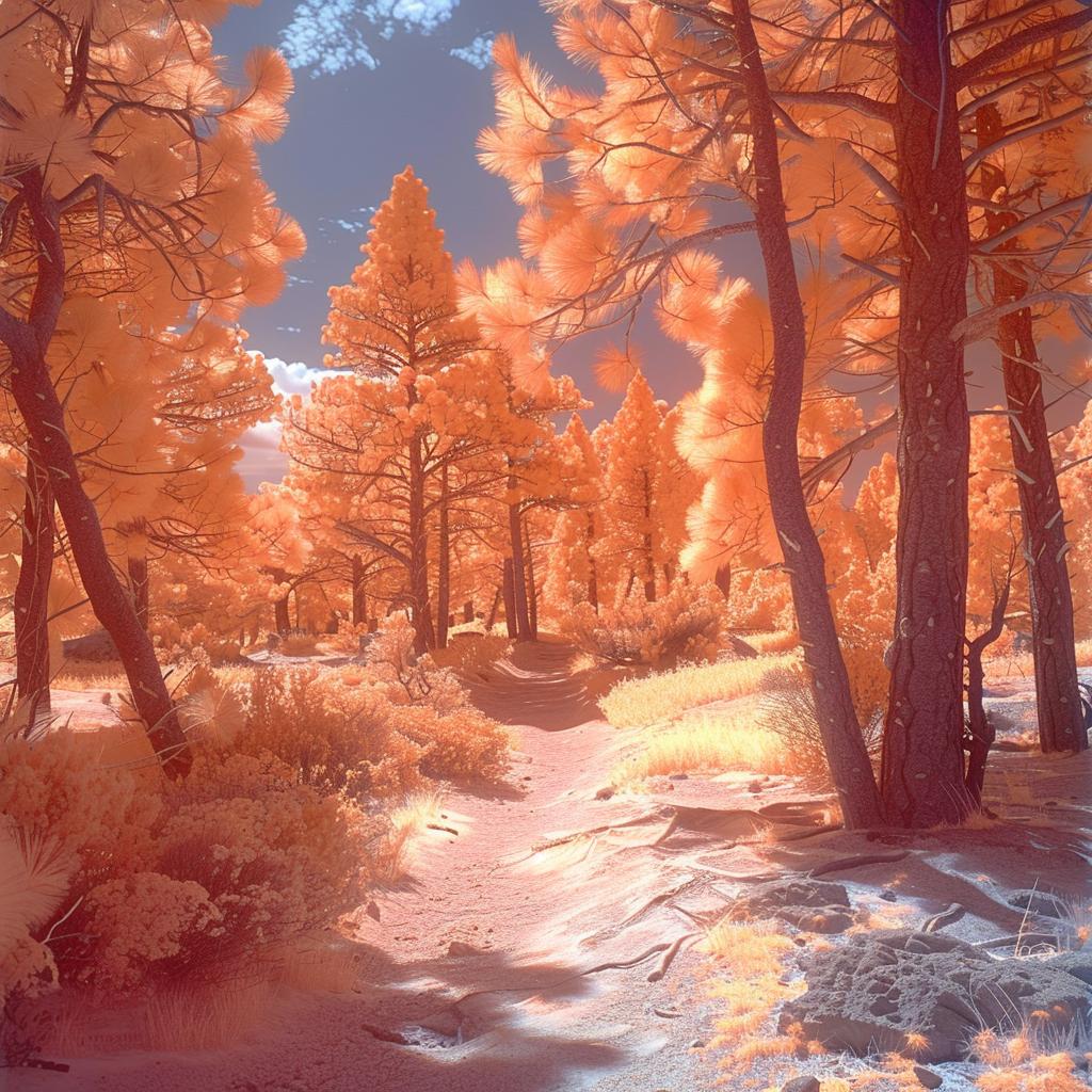 infrared  Mars  dreamy  forest  trees  pines  oaks  nature  ethereal  landscape 1016918