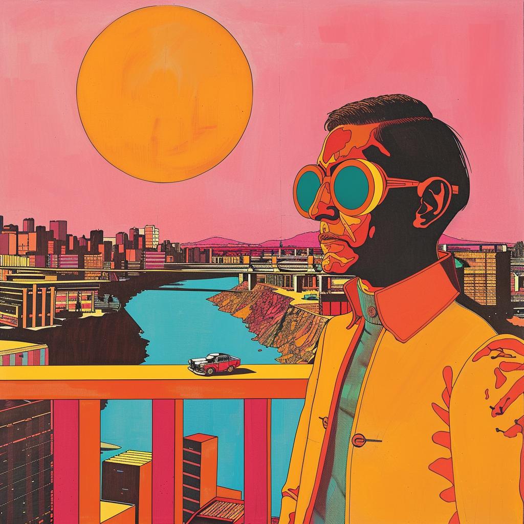 creative  surreal  album  cover  cyberpunk  man  sunglasses  jacket  painting  vintage 977429