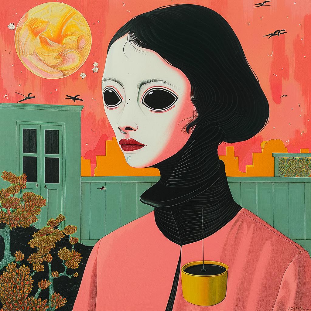 surreal  coffee  woman  painting  abstract  colorful  modern  whimsical  creative  art 1017990