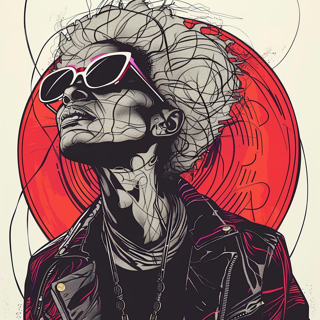 نظارات شمسية من PopArt لجدة أفريقية من السبعينيات صورة رقمية ملونة ورسوم توضيحية للأزياء 938056
