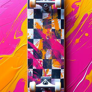 skateboard  synthwave  1980s  minimalist  art  colorful  design  background  checkerboard  influence 1071680