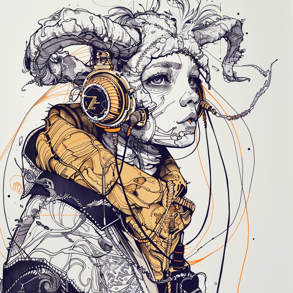 mythical  creature  drawing  gasmask  horns  organic  surreal  headphones  fantasy  art 951769