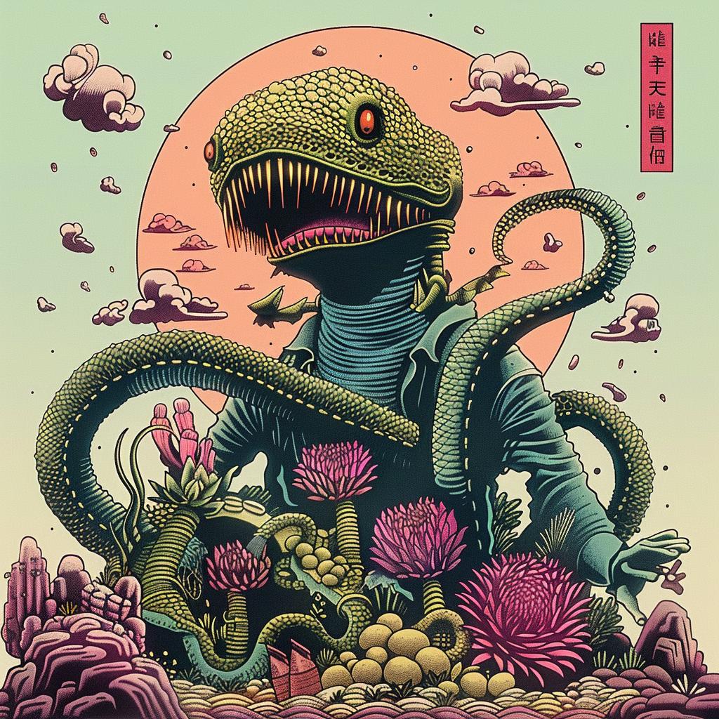 illustration  alien  tentacles  flowers  Japanese  art  surreal  design  colorful  fantasy 946501