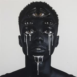 Pop  Art  African-American  male  white  makeup  Troy  Brooks  portrait  expression 1074358