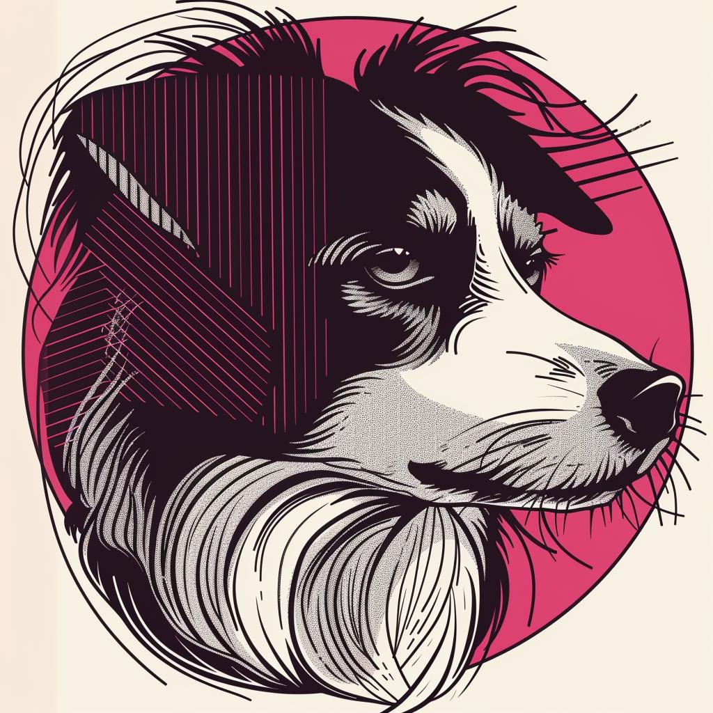 dog  head  circle  pink  background  border  collie  illustration  art  vivid 939723