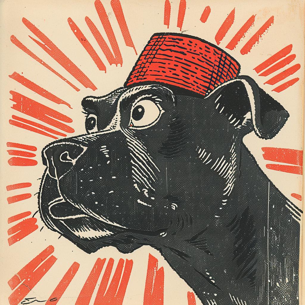 dog  bulldog  vibrant  comic  illustration  portrait  1950s  cap  red  hat 921591