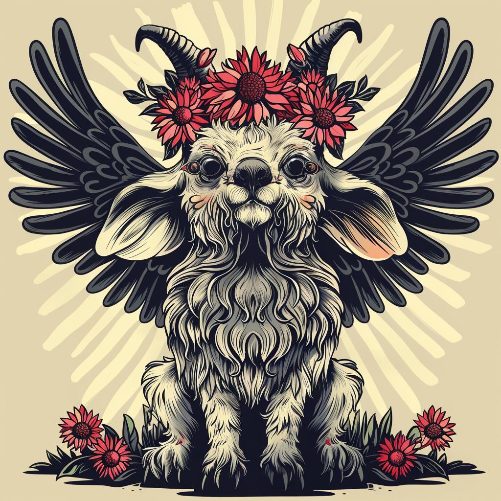 mythical  goat  wings  flowers  hybrid  creature  fantastical  unique  nature  whimsical 941247