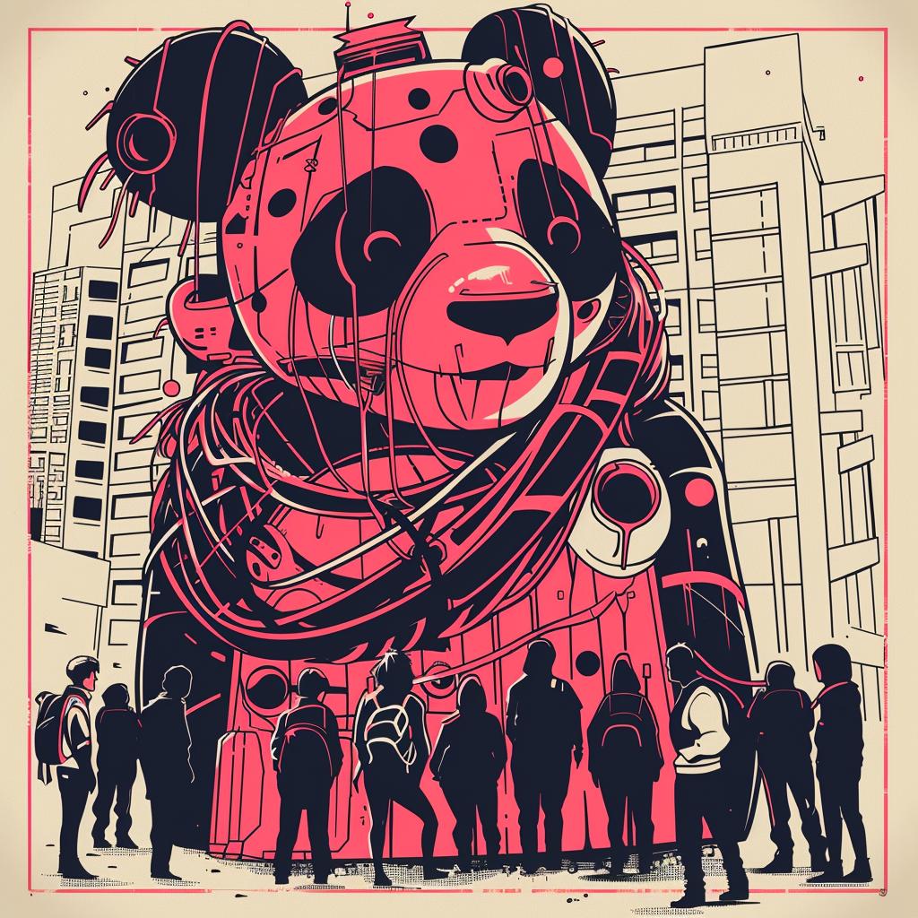 surreal  panda  people  art  poster  creative  humorous  contrast  interaction  vivid 939425