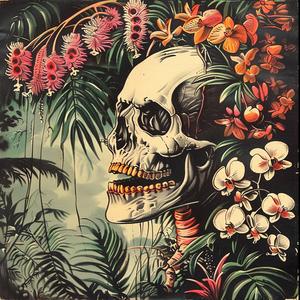 skull  flowers  canvas  art  chromolithography  design  colorful  graphic  illustration  mixed 1048205