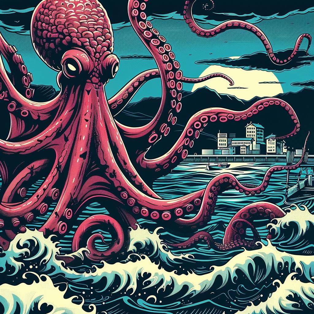 octopus  city  ocean  background  attack  marine  artwork  underwater  dramatic  illustration 947050