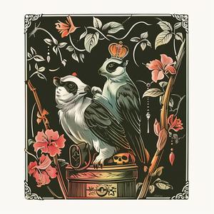 birds  box  flowers  chromolithography  nature  uplifting  vibrant  whimsical  colorful  illustration 1058279