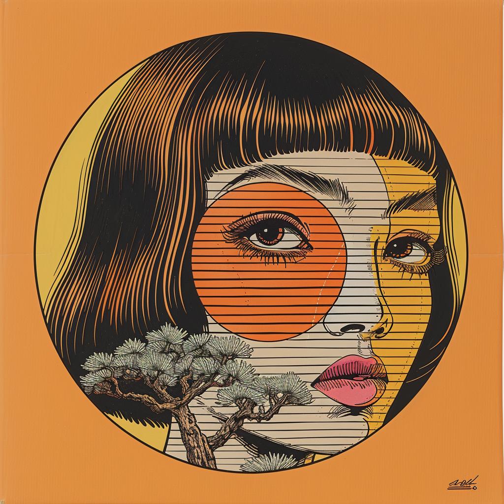 horror  novel  cover  japanese  minimalism  woman  tree  orange  artistic  design 1020634