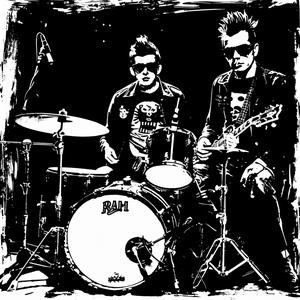PRIMATES  punk  band  guitarist  bass  drummer  block  printing  4K  canvas 1077079