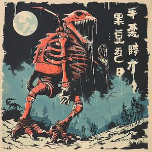 poster  robot  moon  giant  surreal  album  cover  symbolist  screenprinting  art 1079931