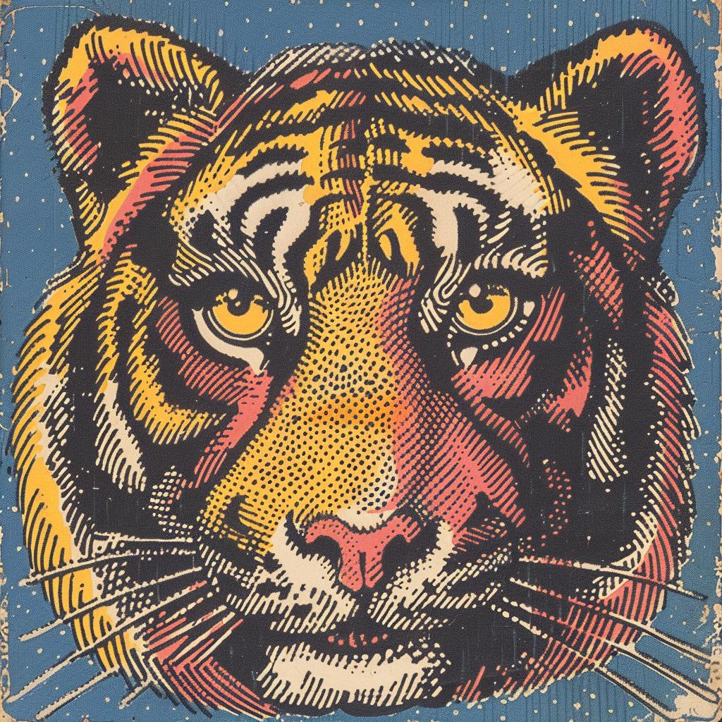 tiger  head  blue  background  Kandinsky  striking  animal  vibrant  graphic  modern 917031