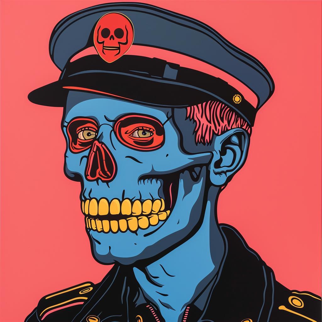 zombie  cop  skull  blue  hat  illustration  horror  graphic  art  background 972834