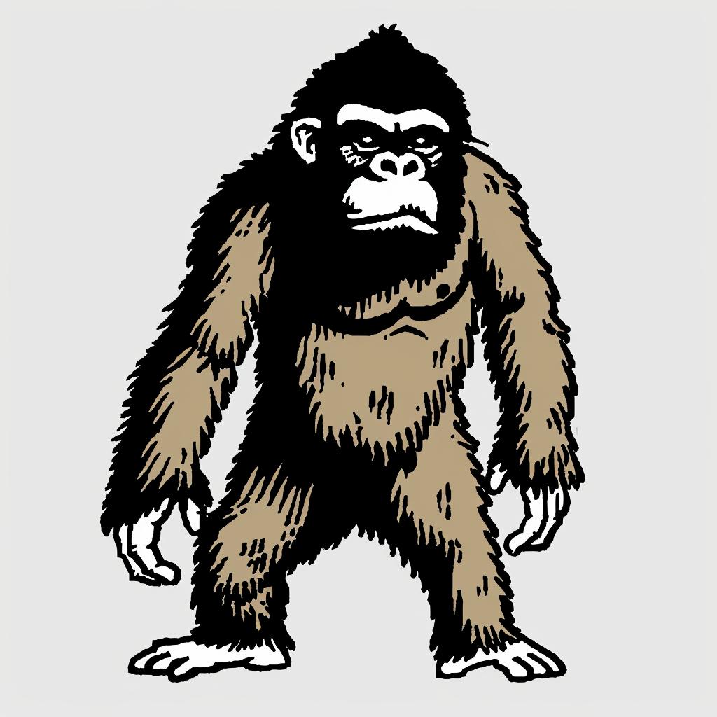 gorilla  white  background  mythical  standing  portrait  illustration  whimsical  surreal  fantasy 939957