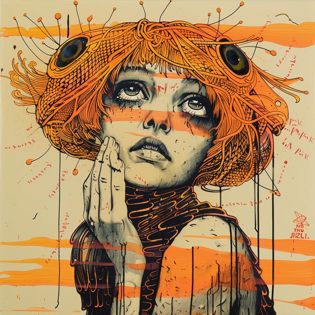 encaustic  paint  woman  orange  hat  impasto  portrait  occult  Kate  Baylay 924381