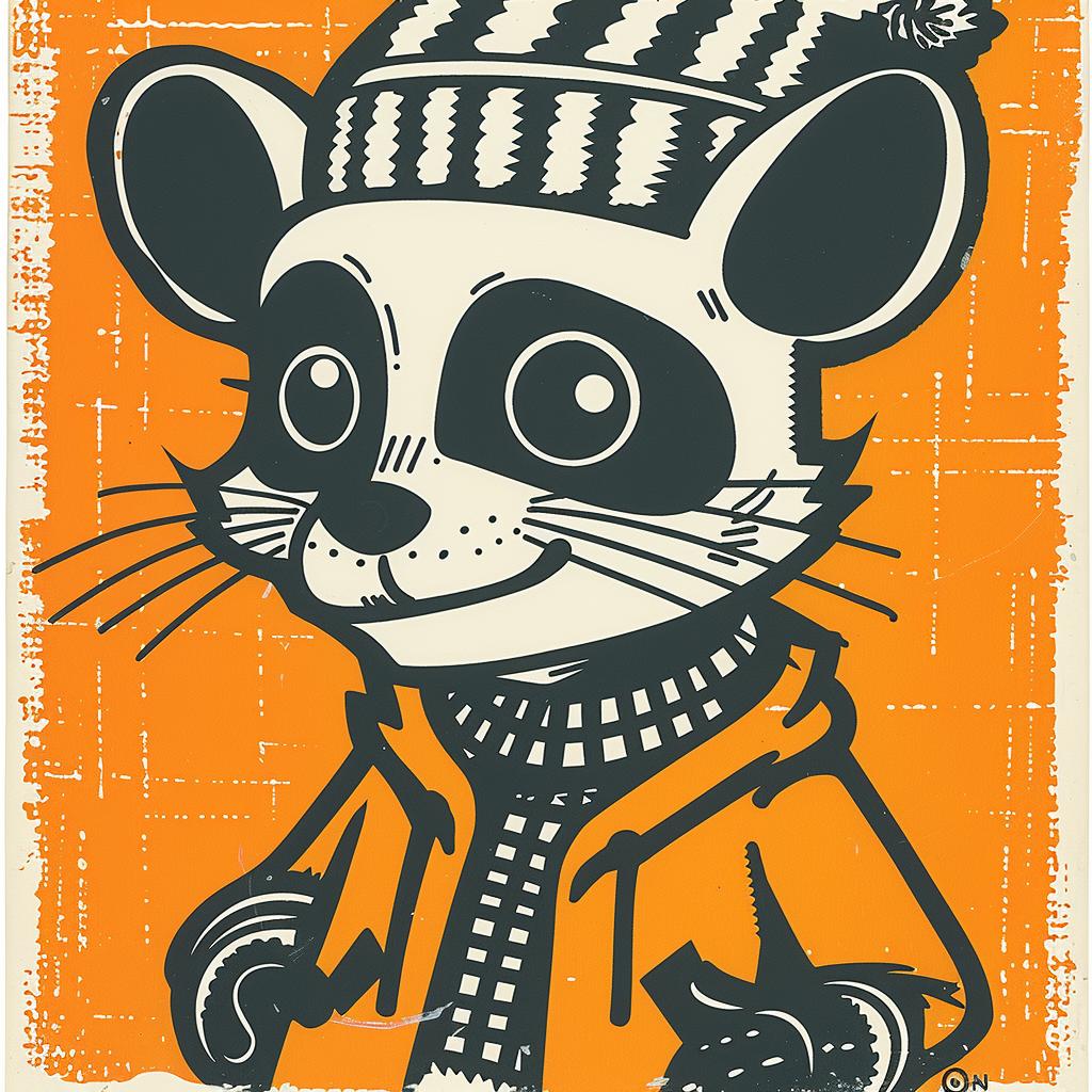 mouse  character  urban  hat  scarf  playful  minimal  illustration  animal  graphic 957877