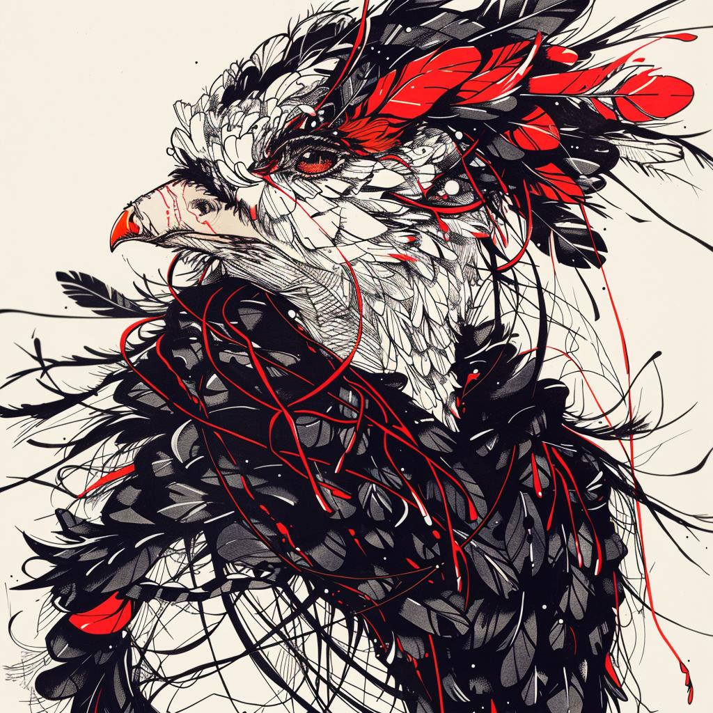 drawing  bird  feathers  red  mythical  creature  hybrid  unique  fantastical  blend 952590