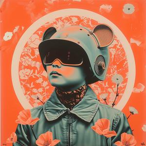 surreal  girl  helmet  sunglasses  album  cover  symbolist  risograph  hyper-realistic  painting 1077661