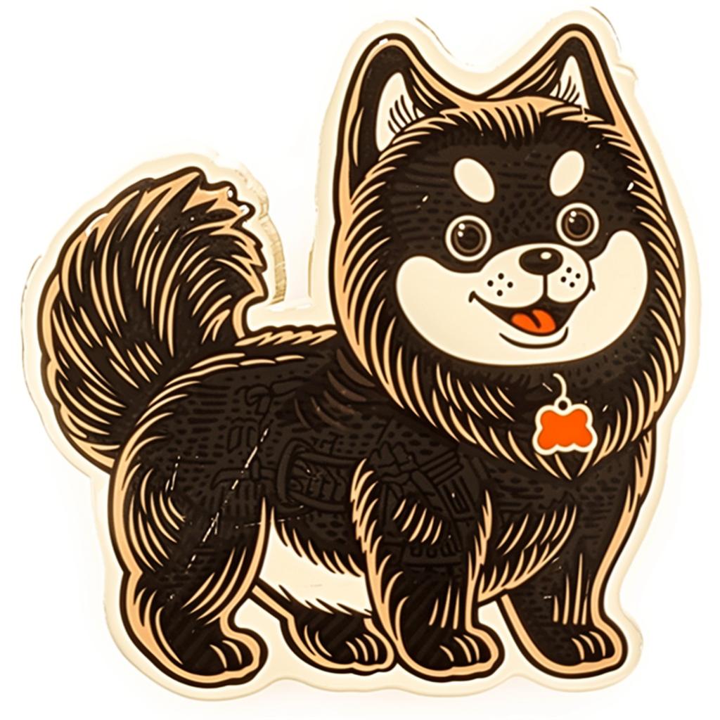 pomeranian  dog  black  white  sticker  cute  eyes  tag  background  pet 942703