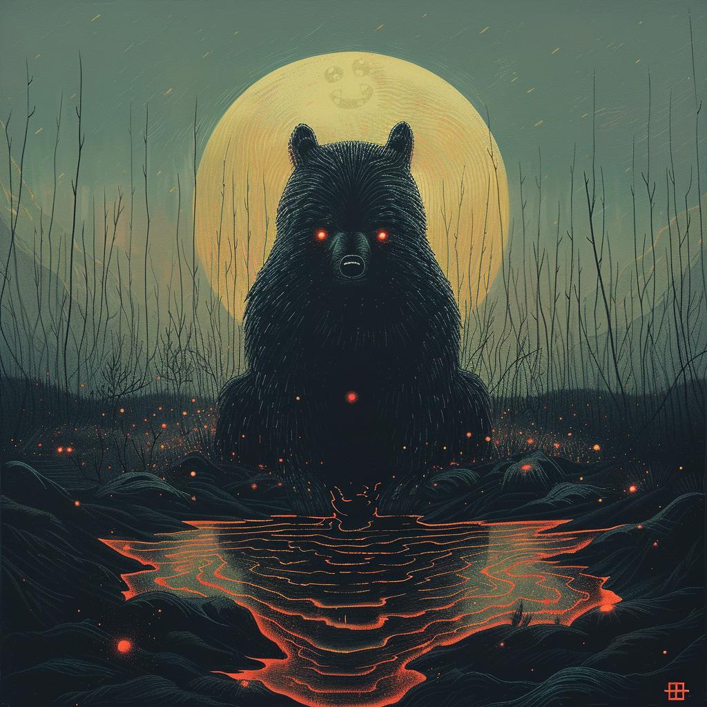 bear  anthropomorphic  surreal  volumetric  lighting  glow  natural  canvas  art  paint 963014