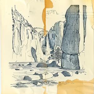 drawing  river  rocks  mountains  landscape  nature  chaotic  undulation  graphic  symbolism 1037284