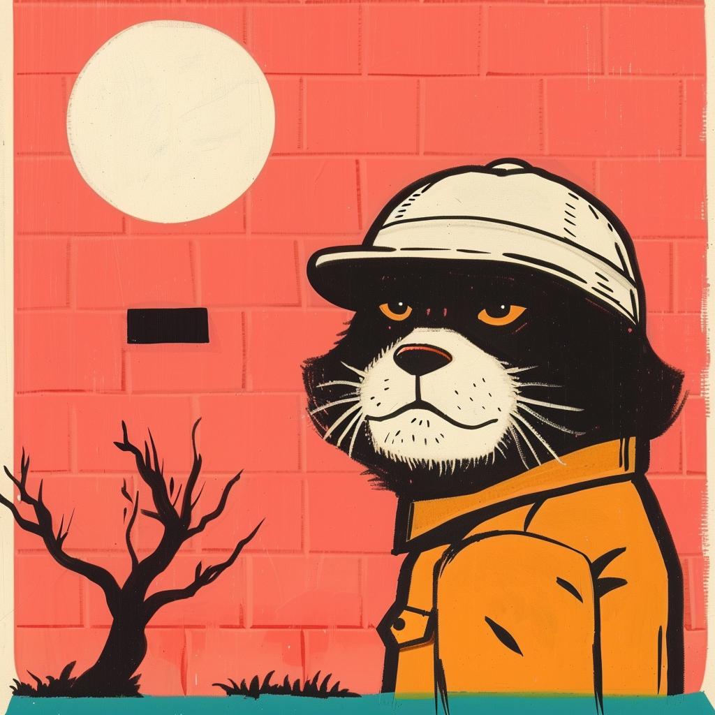 cat  hat  jacket  poster  creative  humor  illustration  style  artwork  funny 978095