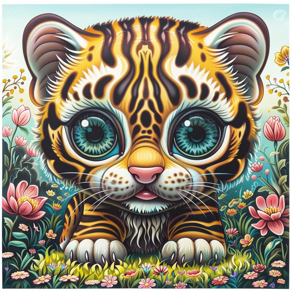 tiger  kawaii  wild  painting  animal  nature  colorful  background  illustration  feline 1033988
