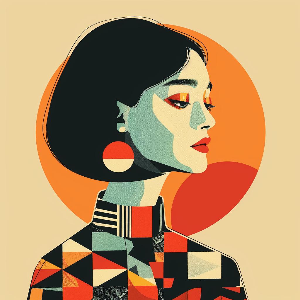 abstract  elegance  portrait  minimalist  chic  geometric  vivid  contrast  modern  style 929397