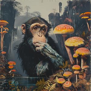 monkey  mushrooms  painting  chromolithography  nature  colorful  artwork  vivid  playful  imaginative 1056391