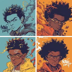 manga  dynamic  African-American  quadriptych  action  characters  vibrant  courage  wisdom  passion 1075286