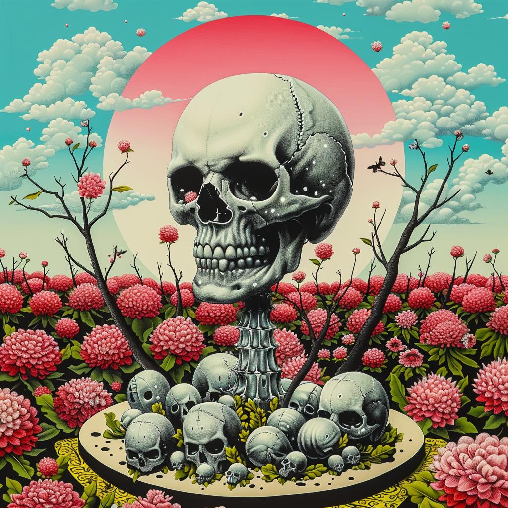 skull  flower  field  birds  dark  occult  intricate  design  minimal  nature 945603