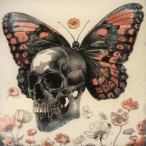 glitter  drawing  skull  butterfly  white  background  artistic  colorful  contrast  decorative 1054753