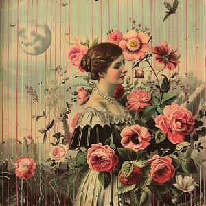 chromolithography  painting  woman  flowers  hand  colorful  art  nature  portrait  beauty 1041288