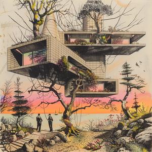 abandoned  decrepit  house  black-and-white  trees  people  Frank Lloyd Wright  colorful  landscape  artistic 1036566
