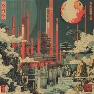 surreal  album  cover  redmoon  cityscape  risograph  symbolist  hyper-realistic  screenprinting  night 1078343