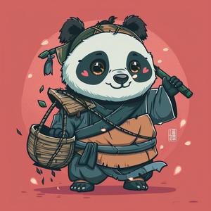 panda  warrior  oriental  basket  character  design  Kawaii  playful  flat  style 1057889